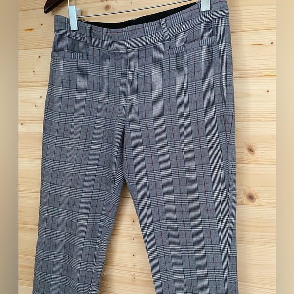 BANANA REPUBLIC Womens Size 2 Plaid Pants Jackson Fit Black Grey Red Trousers - Picture 3 of 12
